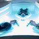 three people floating in water